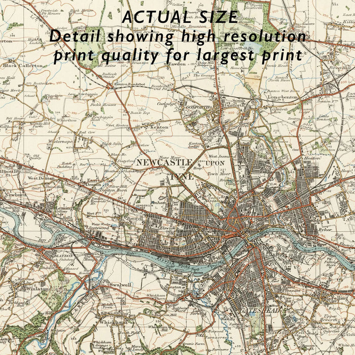 Newcastle Vintage Map Print | Map Print of Newcastle - Framed Wall Art