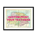 Personalised vintage map print of Norfolk with navy font - Framed Wall Art