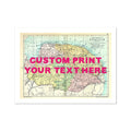 Coastal wall art featuring a personalised vintage map print of Norfolk with pink font - Unframed wall art