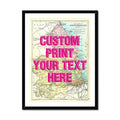 Northumberland Personalised Map Print | Map of Northumberland | Pink Vintage Font - Framed Wall Art