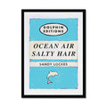 Vintage book cover art print of Ocean Air in light blue. This print comes with a frame for your convenience.