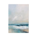 A sea painting depicting the dynamic movements of the ocean with bold strokes and contrasting hues.