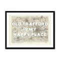 Old Trafford is my Happy Place Art Print | Vintage Map of Manchester - Framed Wall Art