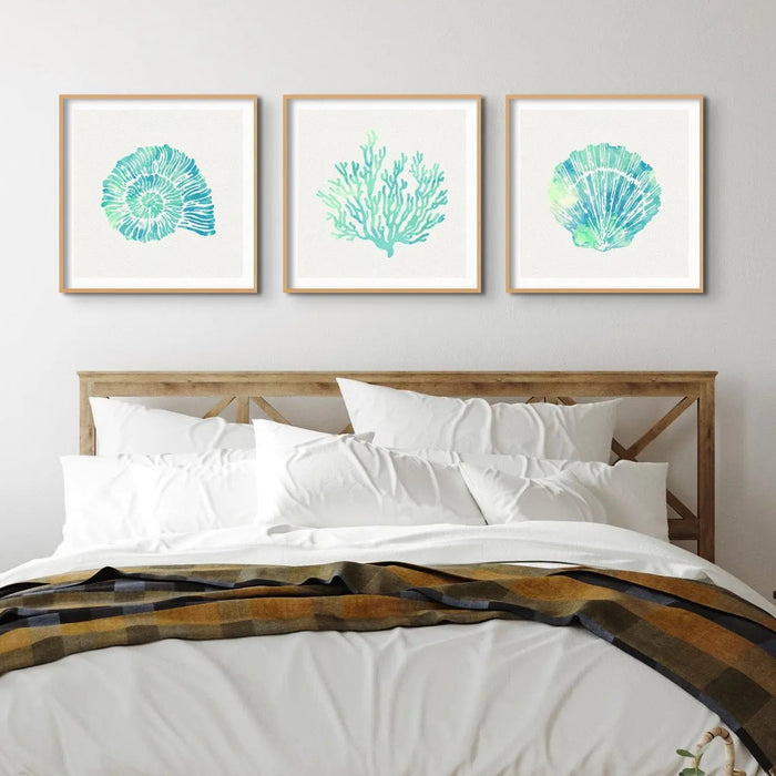 Opal Spiral Shell Art Print | Watercolour Shell Art - Unframed Wall Art
