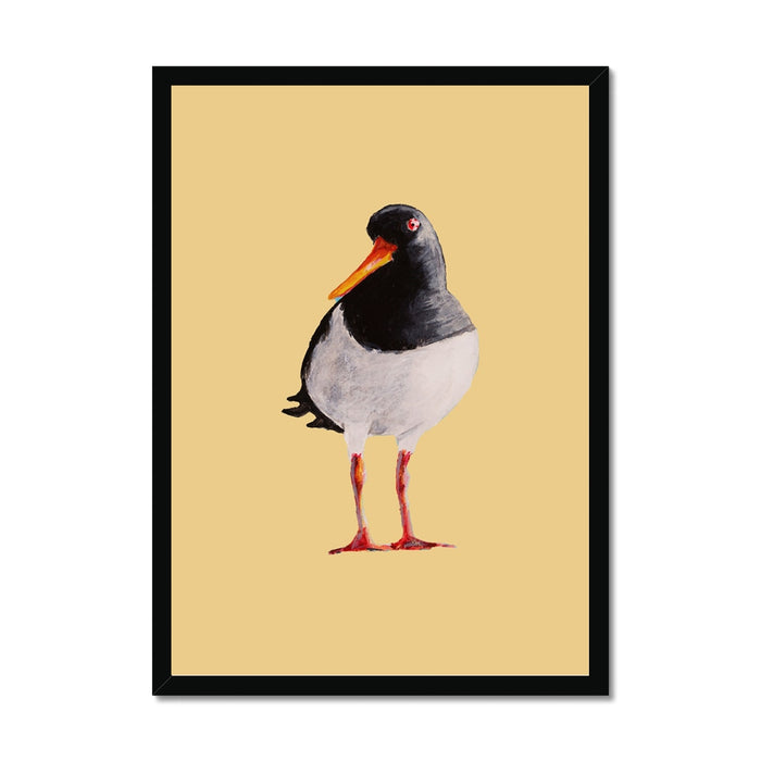 Oystercatcher art print - Framed artwork of a bird on a yellow background