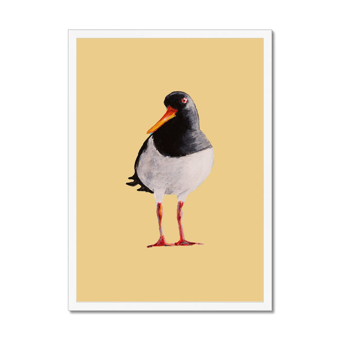 Oystercatcher art print - Framed artwork of a bird on a yellow background