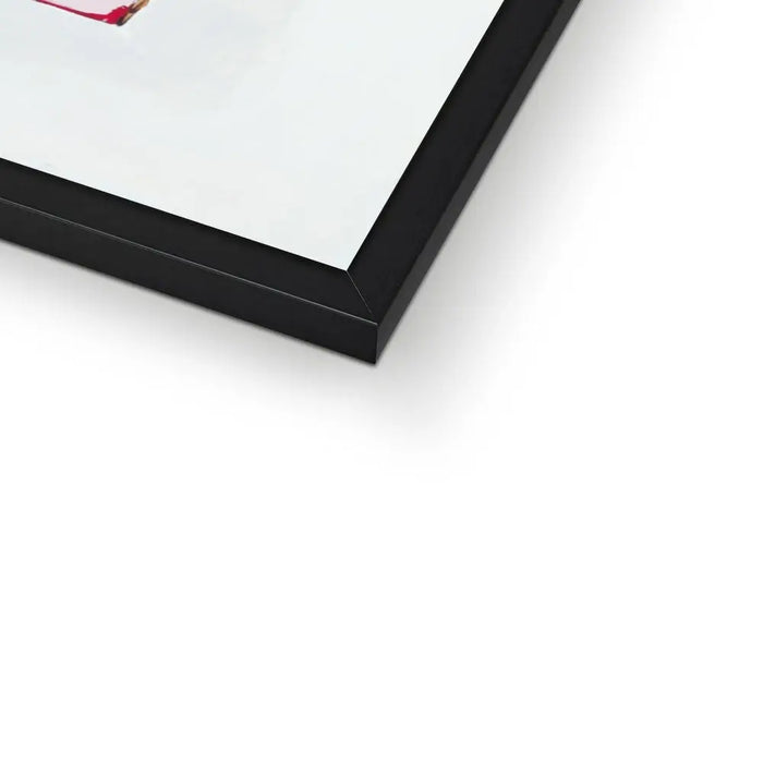 this framed print features a vintage book cover art poster of "Paradise Found" in pink.