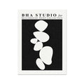 Black & White Abstract Wall Art - Pebble Stack No 1 - Unframed - Beach House Art