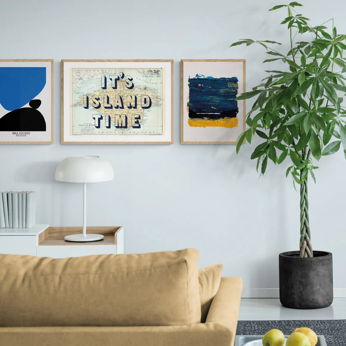 Black & Blue Abstract Wall Art - Pebble Stack No 2 - Framed - Beach House Art