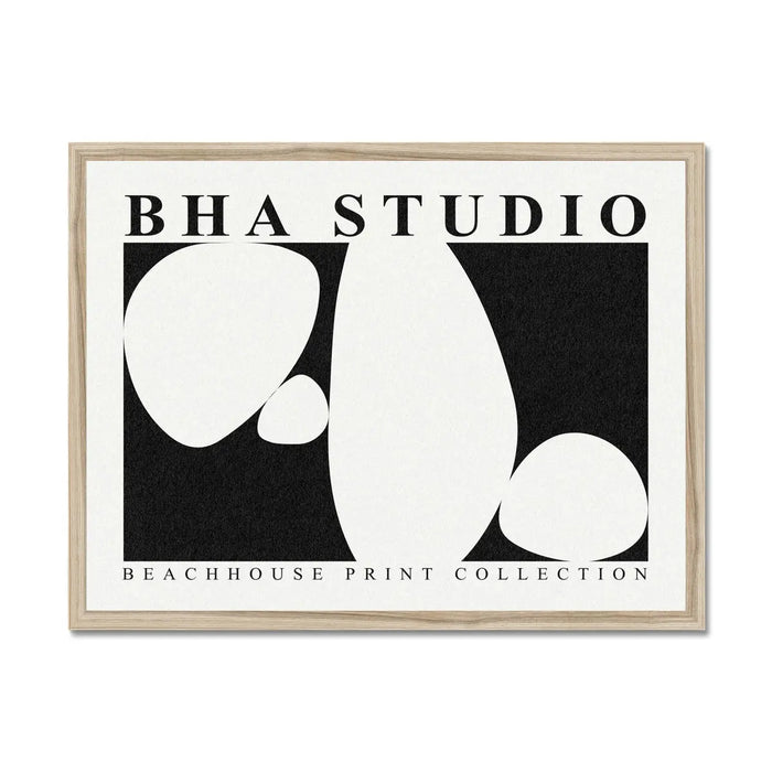Black & White Abstract Wall Art - Pebble Stack No 5 - Framed - Beach House Art