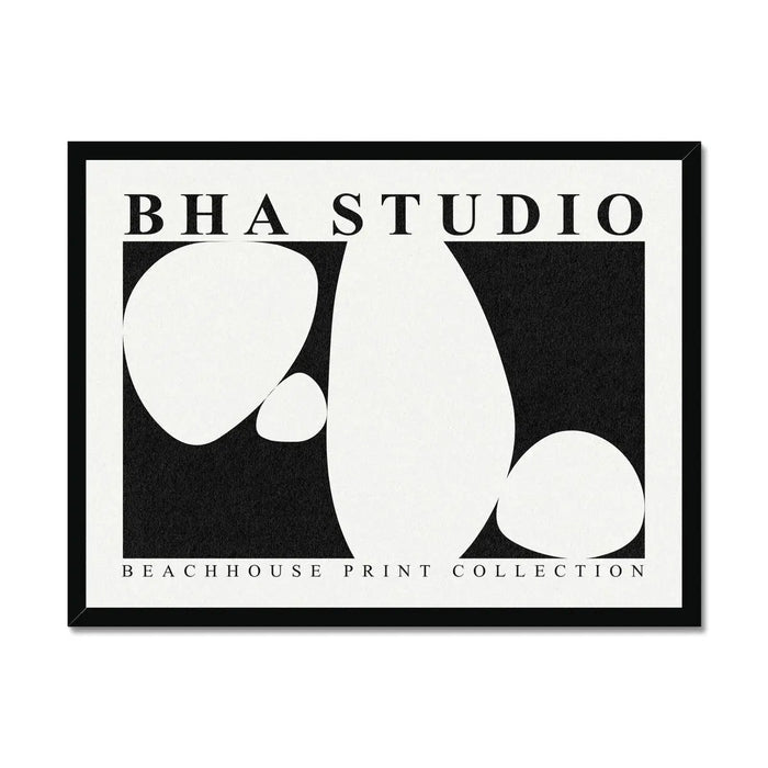 Black & White Abstract Wall Art - Pebble Stack No 5 - Framed - Beach House Art