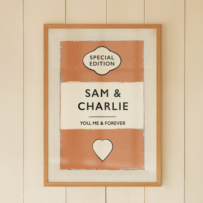 Personalised couple name print, a unique wedding gift for couples. Personalised wedding & engagement art gift.