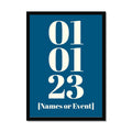 Personalised Date Art | Your Special Date on a Print | Marine Blue - Framed