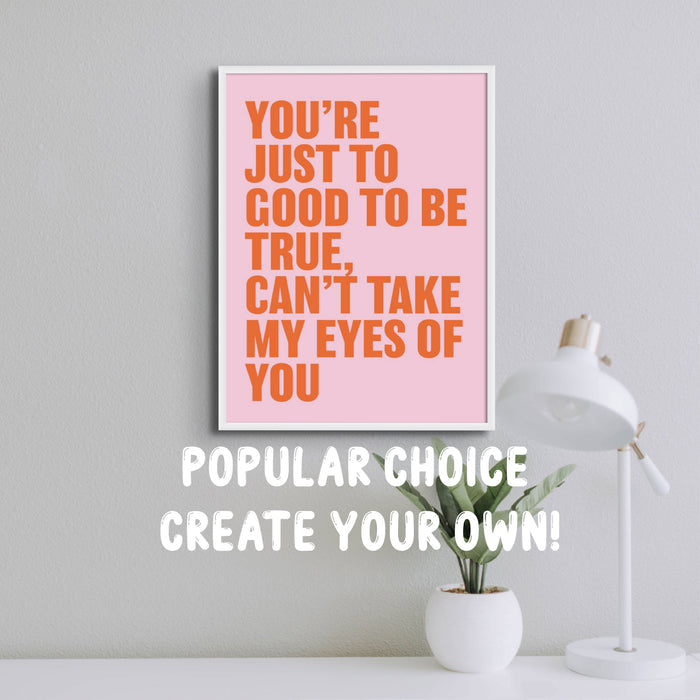 Personalised Quote Art | Block Type | Aqua - Framed