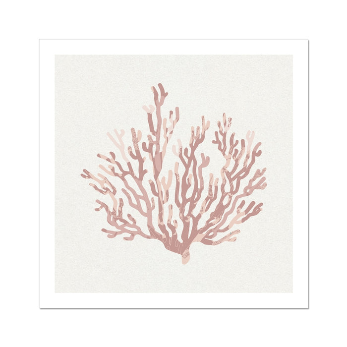 A framed art print of dusty pink coral on a white background.