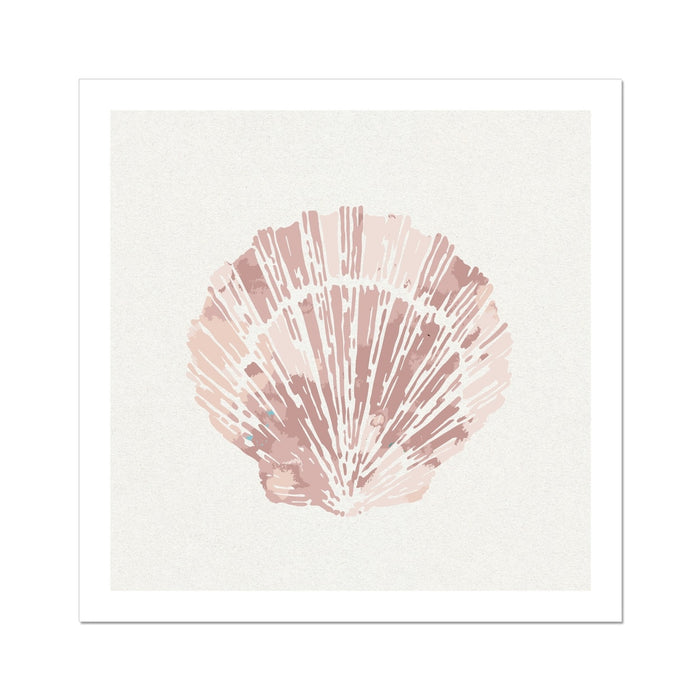 Pink Scallop Shell Art Print | Shell Wall Art - Unframed