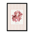 Framed artwork of pink seaweed on a striped background