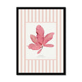 Framed artwork with a pink seaweed print on a striped background