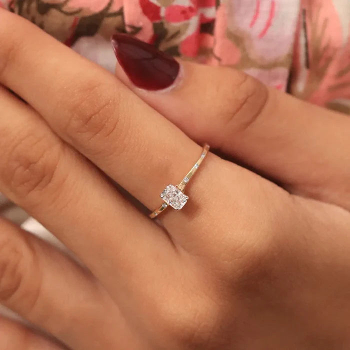 Radiant Cut Diamond Ring | Earthly Jewels | Model image