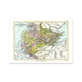 A vintage map print depicting the regions of Ross and Cromarty with various place names and boundaries highlighted in different colors.
