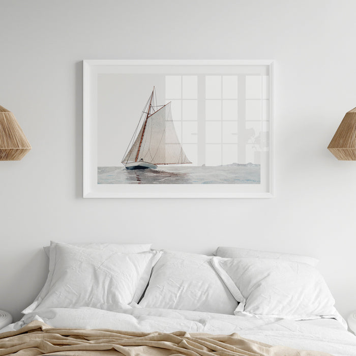 Sailing Yacht Painting | Vintage Sailing Boat Print - Framed