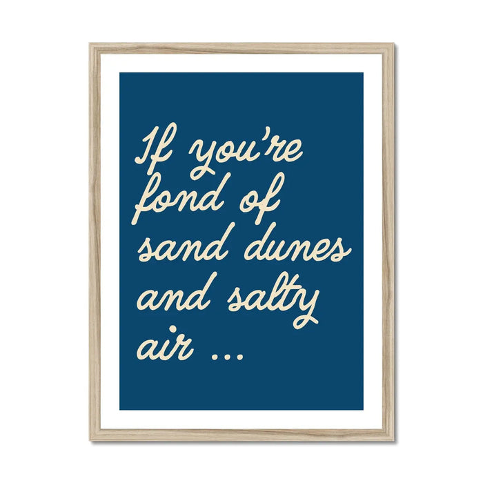 Framed word art print of 'Salty Air' in Marine colour - coastal wall art