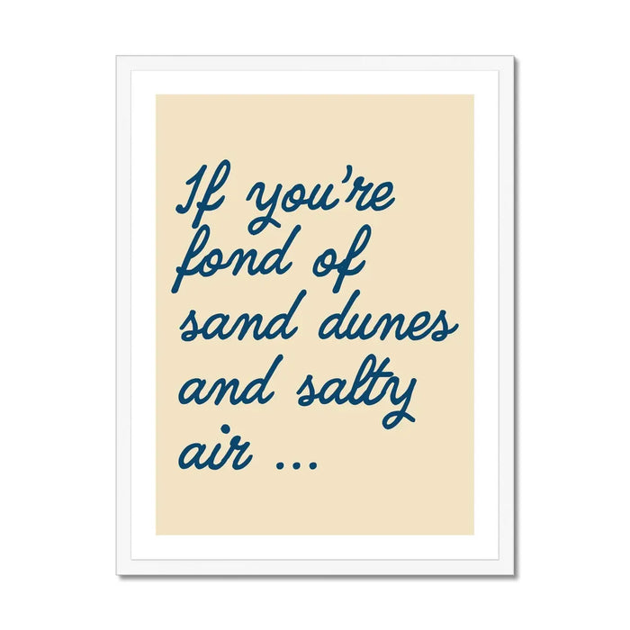 Framed typography art print of 'Salty Air' in sand colour - coastal wall art