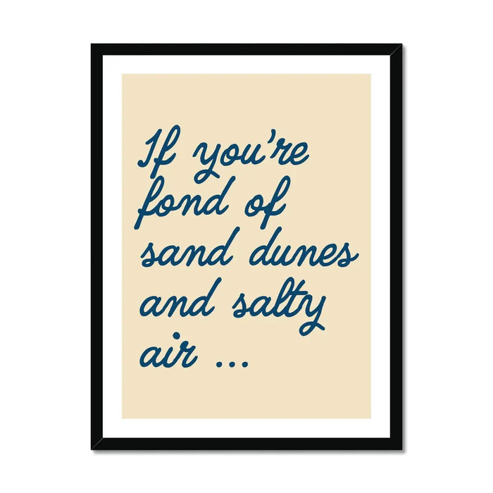 Framed typography art print of 'Salty Air' in sand colour - coastal wall art