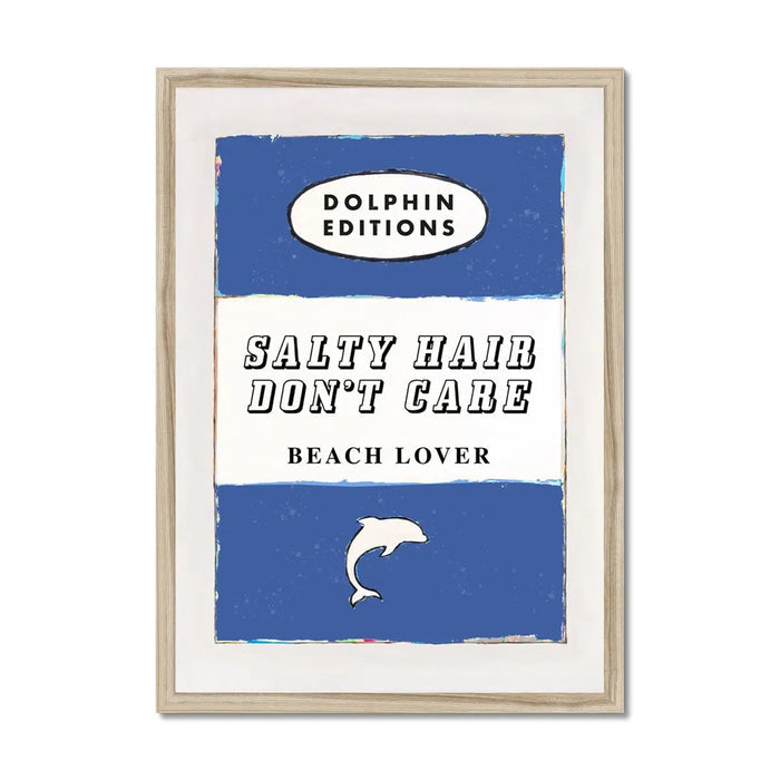 Salty Hair (Sailor Blue) Vintage Book Cover Art Print that comes with a frame.