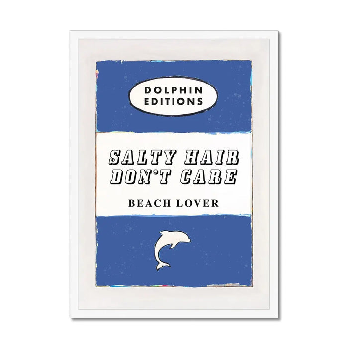 Salty Hair (Sailor Blue) Vintage Book Cover Art Print that comes with a frame.