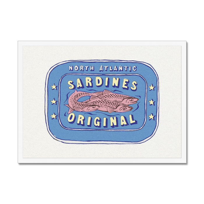 Sardine tin painting - A framed art print of a sardine tin.