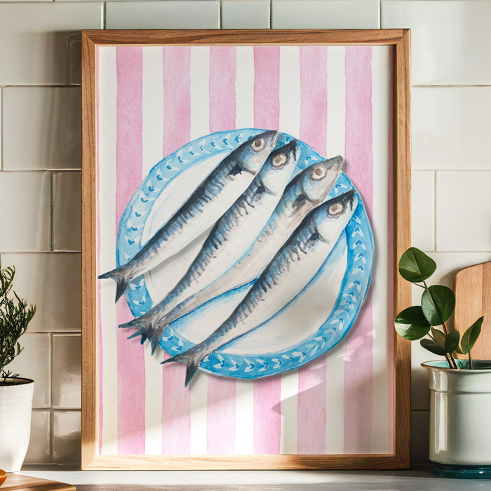 Sardine painting in the kitchen - kitchen wall art of fish