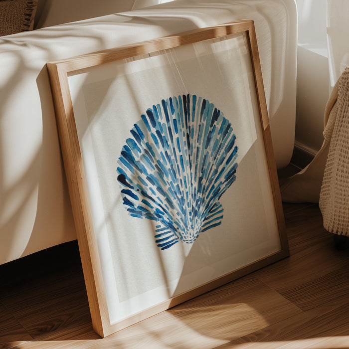 Painting of a scallop shell in living room