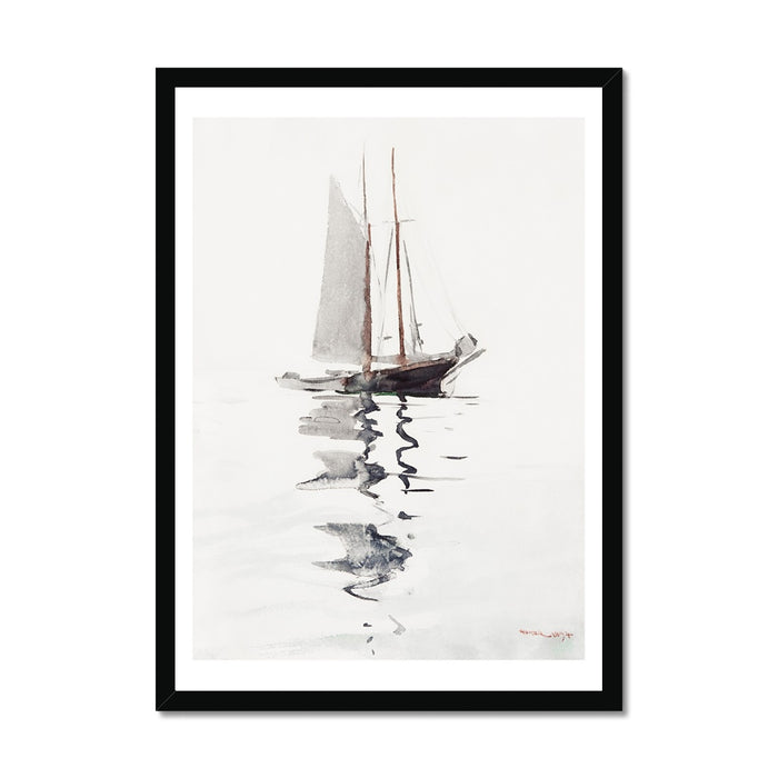 Schooner Painting | Vintage Watercolour Boat Wall Art Print - Framed Art Print
