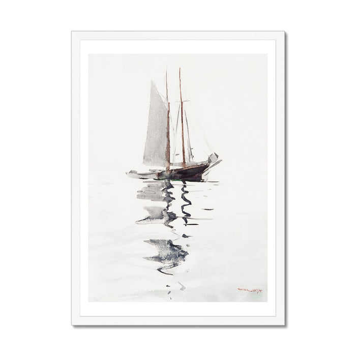 Schooner Painting | Vintage Watercolour Boat Wall Art Print - Framed Art Print