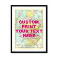 Framed personalised vintage map art print of Scotland with pink font - framed wall art