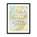 Framed personalised vintage map art print of Scotland with white font - framed wall art