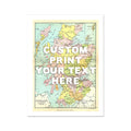 unframed personalised vintage map art print of Scotland with white font - unframed wall art