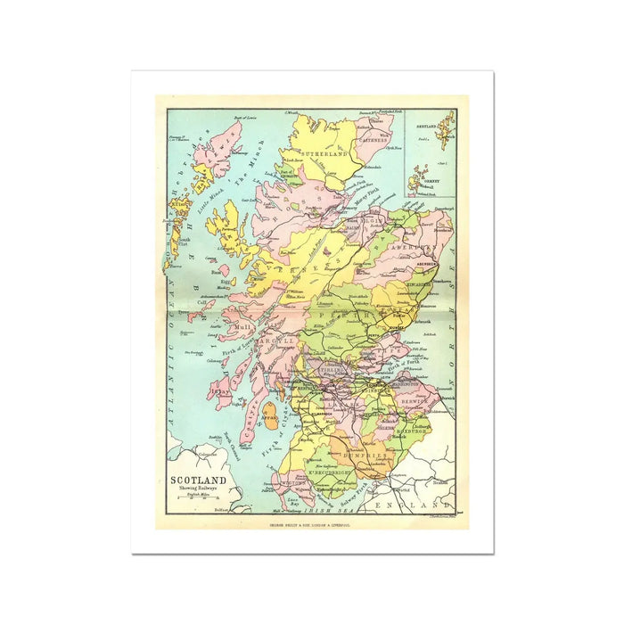 Scotland Vintage Map Print (Scotland Map Print) Vintage Map Print