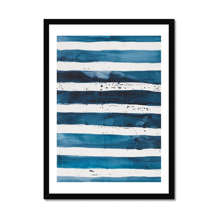 Sea Blue Wave Art 2 | Abstract Lines Painting  - Framed