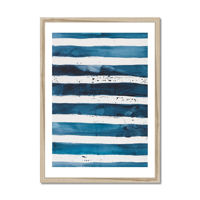 Sea Blue Wave Art 2 | Abstract Lines Painting - Unframed