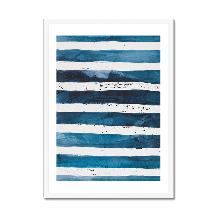 Sea Blue Wave Art 2 | Abstract Lines Painting - Unframed