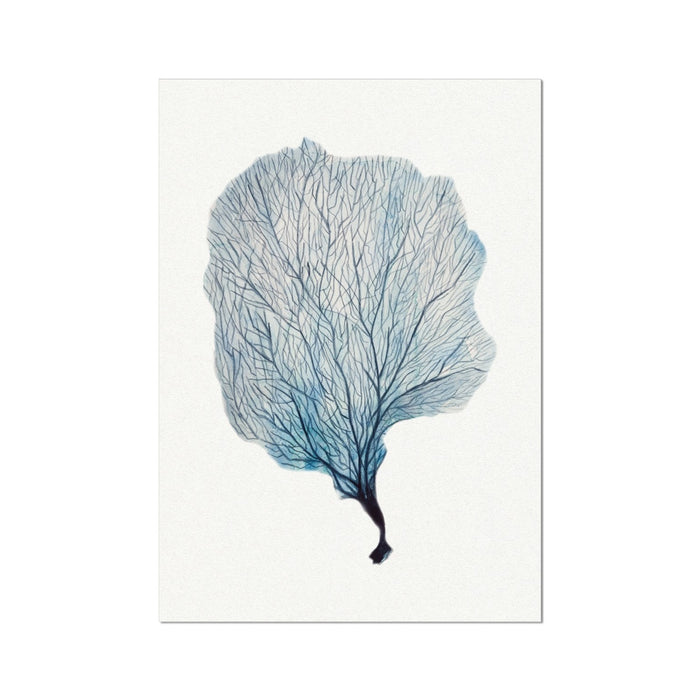 A watercolor painting of a blue sea fan coral.