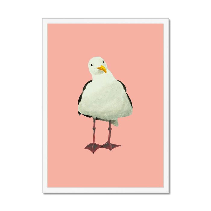 Illustration of a seagull on a pink background
