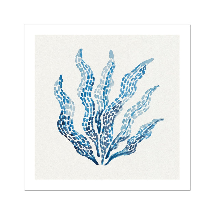 Blue seaweed painting on a white background