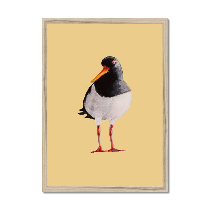 Oystercatcher art print - Framed artwork of a bird on a yellow background