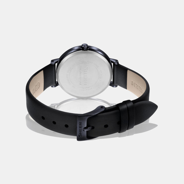 Sheen Women Quartz Black Dial Analog Leather Watch SH234