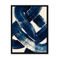 Framed abstract art print of a nautical knot in blue - coastal wall art
