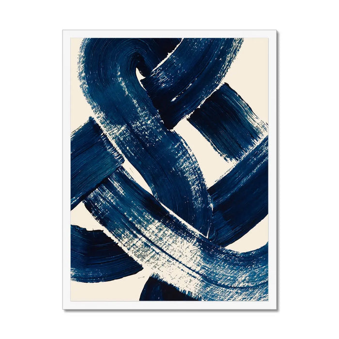Framed abstract art print of a nautical knot in blue - coastal wall art