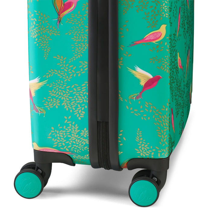 Sara Miller London Small Trolley Spinner Suitcase - Green Birds | Case Luggage